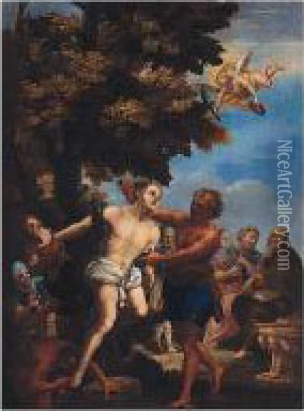 The Martyrdom Of Saint Bartholomew Oil Painting - Cirlce Of Filippo Lauri