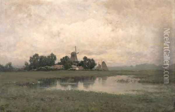Near Dordrecht, Holland Oil Painting - Raymond D. Yelland