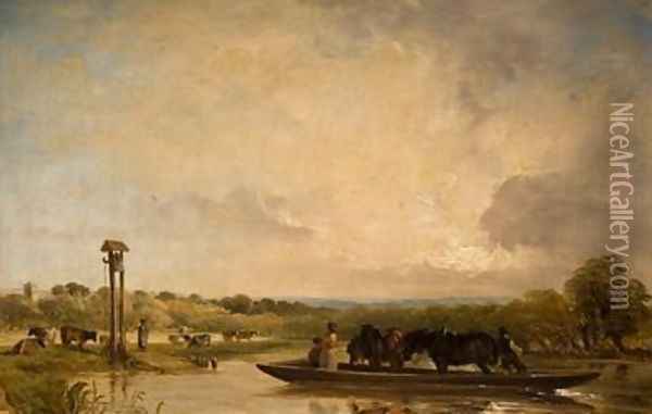 The Ferry Boat Oil Painting - Frederick Richard Lee