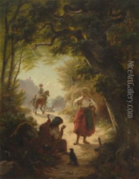 Wahrsagerin Und Sudlandische Tanzerin Oil Painting - Hans Brunner