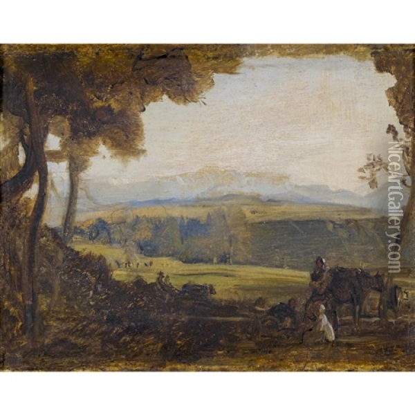 Landschaft Mit Rastender Bauernfamilie Oil Painting - Barthelemy Menn