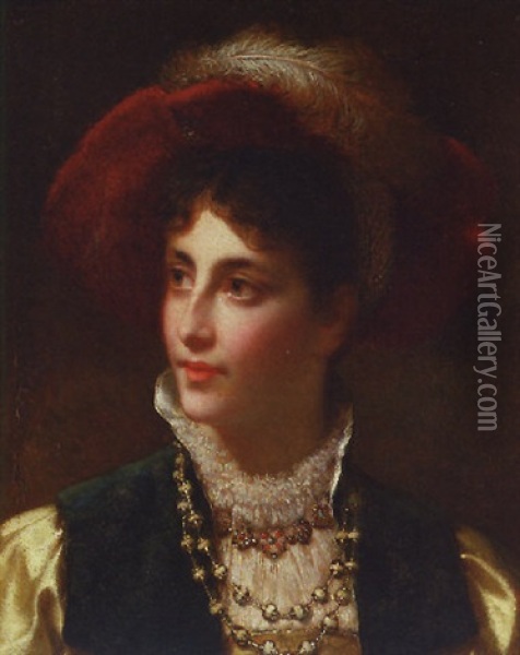 A Lady Of Distinction Oil Painting - Jan Portielje