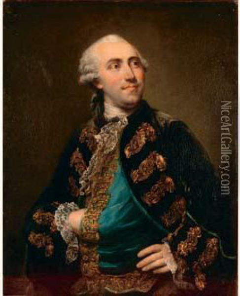 Portrait De Cesar Gabriel, Duc De Choiseul Praslin Oil Painting - Jean Baptiste Greuze