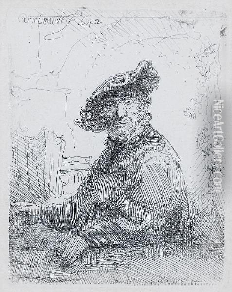 Man In An Arbour Oil Painting - Rembrandt Van Rijn