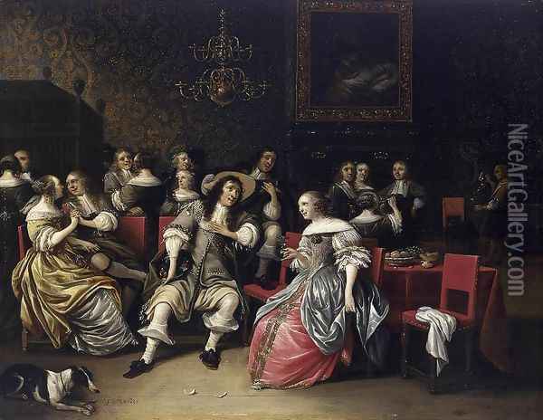 Musical Company 1660s Oil Painting - Anthonie Palamedesz