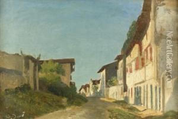 Strassenzug In Der Morgensonne. Oil Painting - Simon Durand
