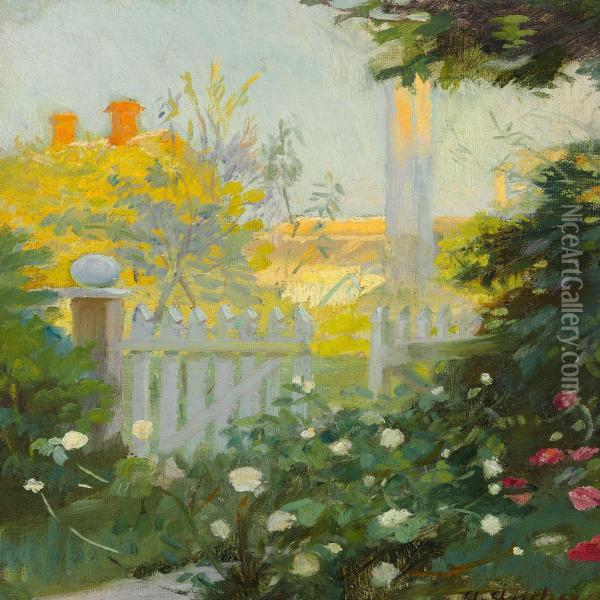 View From The Garden Gate At Markvej Where Anna Og Michael Ancher Lived Oil Painting - Anna Ancher