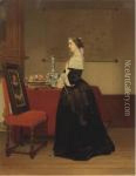 Le Portrait: The Absent Lover Oil Painting - Johannes Cornelis Mertz