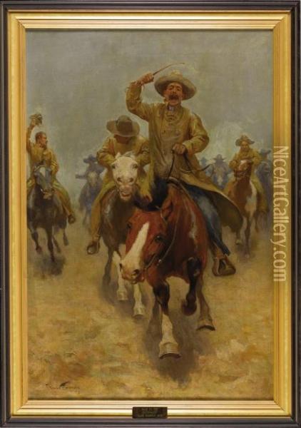 Race To The Chuckwagon Oil Painting - Charles Chase Emerson