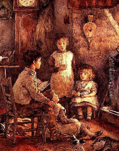 Children round the Fire Oil Painting - Alice Clausen