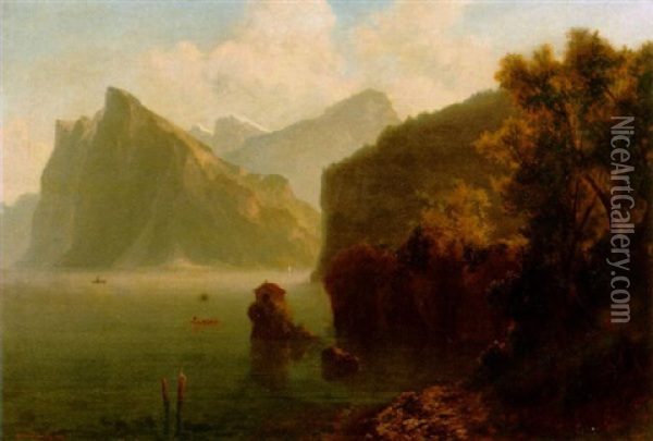 Berglandschaft Beim Vierwaldstattersee Oil Painting - Arnold Albert Jenny