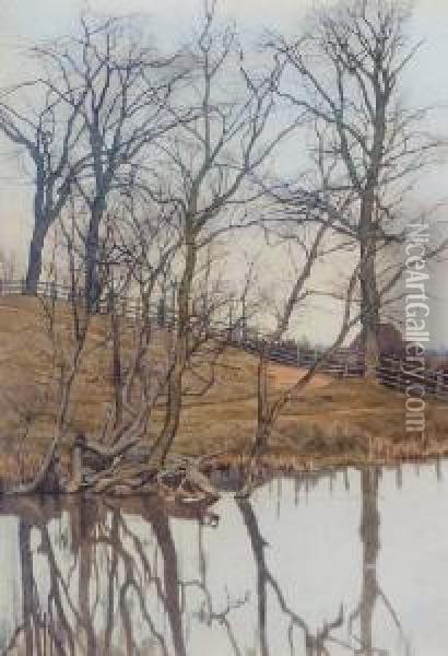 Views From The River Bank Oil Painting - William Fraser Garden