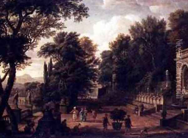 The Gardens at the Villa dEste Tivoli 1731 Oil Painting - Isaac de Moucheron