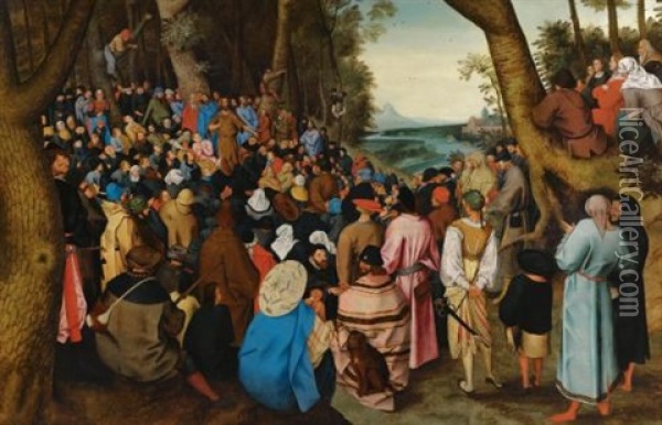 Saint John The Baptist Preaching To The Masses In The Wilderness Oil Painting - Pieter Brueghel the Younger