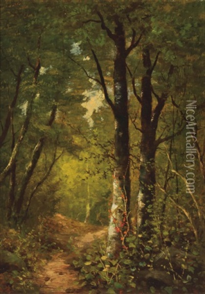 Through The Woods Oil Painting - William Ongley