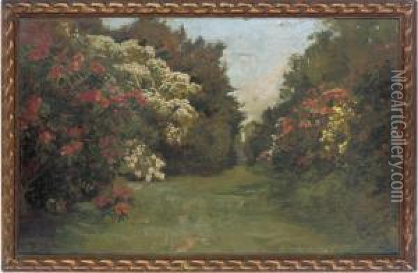 In The Rhododendron Alley At Tyninghame, Haddington, Scotland Oil Painting - Robert Payton Reid