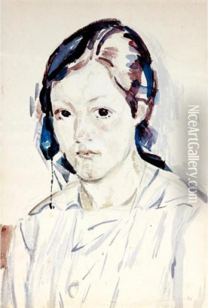 Madchenbildnis, 1920 
Potrait Of A Girl, 1920 Oil Painting - Giovanni Giacometti