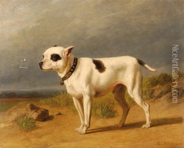 Chien Terrier Oil Painting - Edmond Tschaggeny