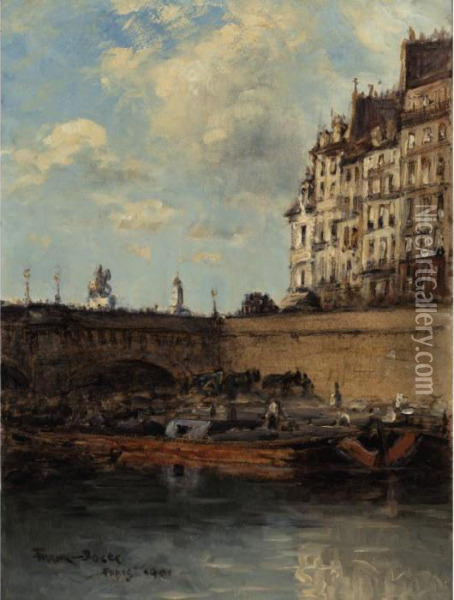 Paris La Seine Le Pont Neuf Oil Painting - Frank Myers Boggs