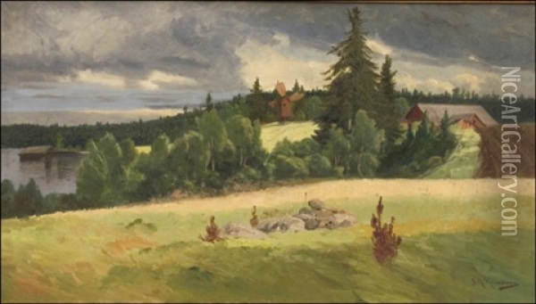 Punainen Mylly Oil Painting - Sigfrid August Keinanen