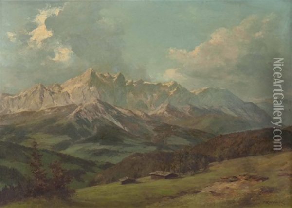 Dachstein Vom Rosbrandboden Oil Painting - Franz Kulstrunk