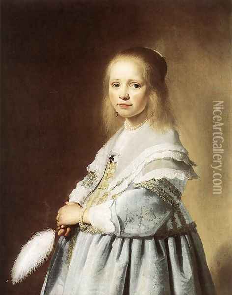 Girl in a Blue Dress 1641 Oil Painting - Johannes Cornelisz. Verspronck