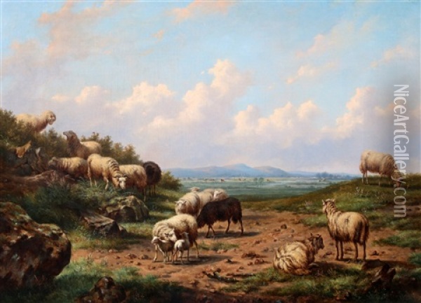 Schapen In Landschap Oil Painting - Louis Pierre Verwee
