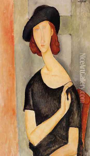 Jeanne Hebuterne in a Hat Oil Painting - Amedeo Modigliani