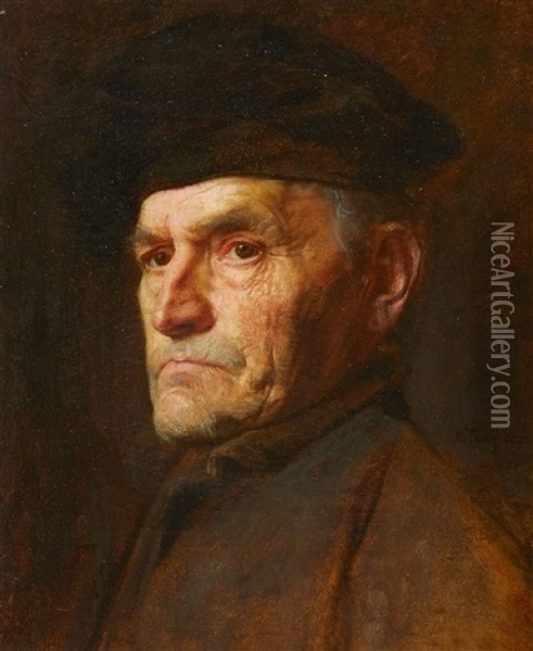 Portrait Of An Old Man Oil Painting - Max Thedy