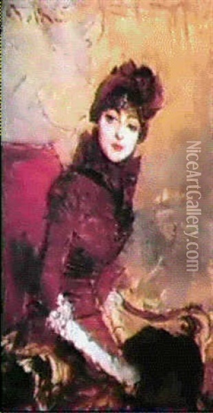 Jeune Femme Assise Oil Painting - Giovanni Boldini