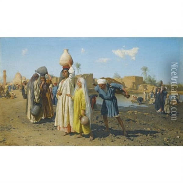 The Water Carriers Oil Painting - Carl Leopold Mueller