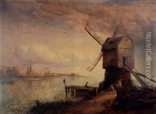 The Wind Mill Oil Painting - Thomas Creswick