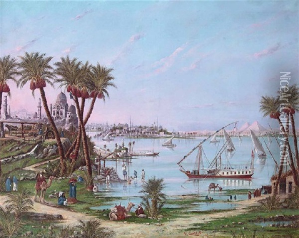 Nile River Oil Painting - David Ciraciyan