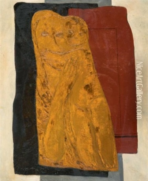 La Vierge A L'enfant Et Un Paysage D'une Vallee Animee De Personnages En Costumes (recto-verso) Oil Painting - Luc Lafnet