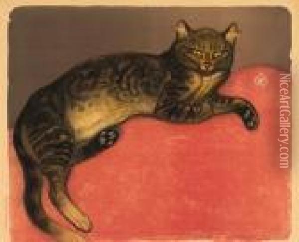 L'hiver, Chat Sur Un Coussin Oil Painting - Theophile Alexandre Steinlen