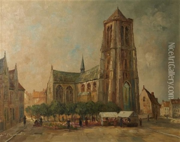 City Scene With Church Oil Painting - Pieter Dupont