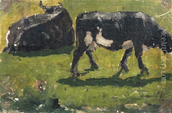 Zwei Kuhe Oil Painting - Hans Peter Feddersen the Younger