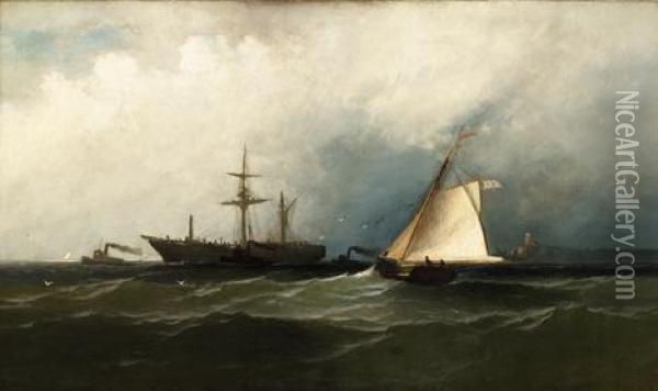 Shipping Off The Coast Oil Painting - Xanthus Russell Smith
