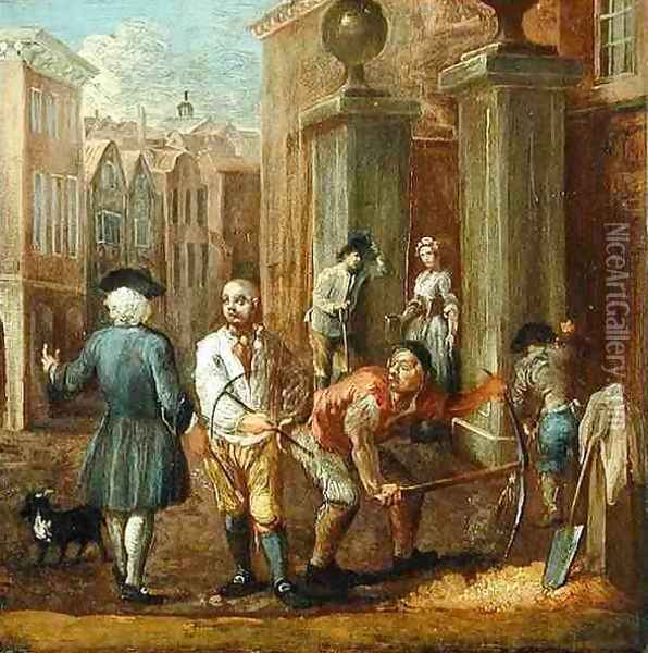 Sign for a Paviour Oil Painting - William Hogarth