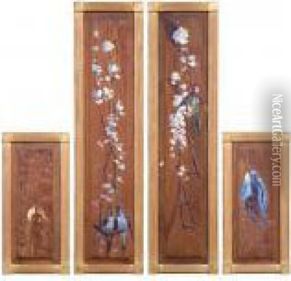 Four Decorative Wood Panels Oil Painting - George Lambert