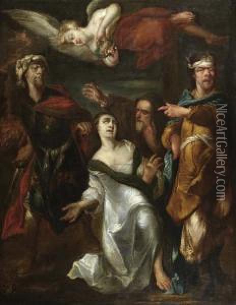 Biblical Scene. 1687. Oil Painting - Jacob Huysmans