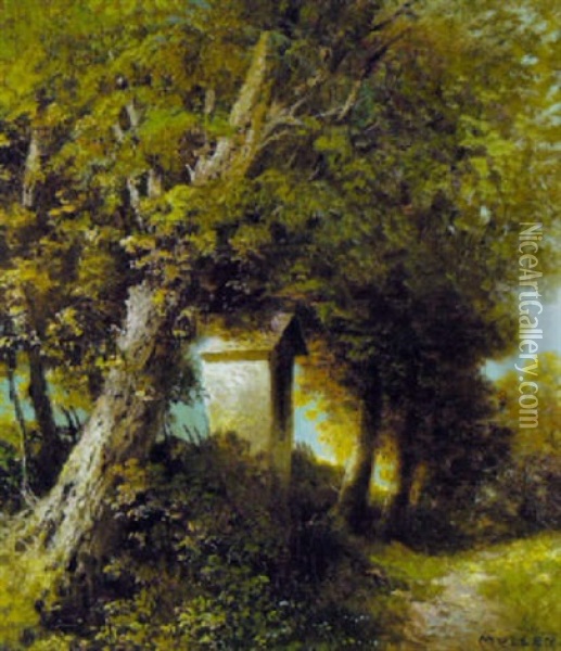 Marterl Am Wegrand Oil Painting - Oskar Mulley