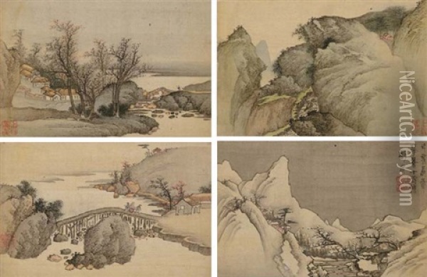 Landscapes (album Of 12 Leaves) Oil Painting -  Liu Du