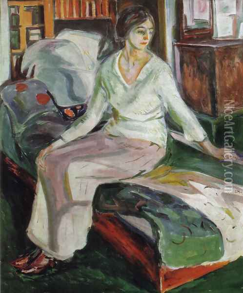 Model on the Couch Oil Painting - Edvard Munch
