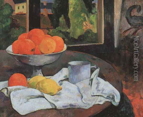 Still life with fruit bowl and lemons Oil Painting - Paul Gauguin