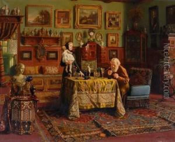 Chez L'antiquaire Oil Painting - Carl Johann Spielter