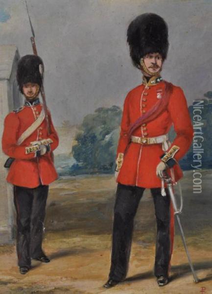 2 Guardsmen Oil Painting - Percy Tarrant