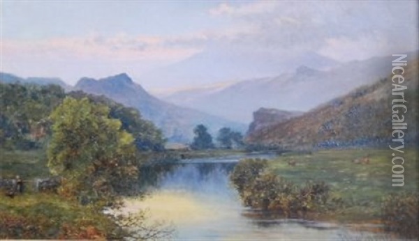 Landscape With Stream To Foreground Oil Painting - John Surtees