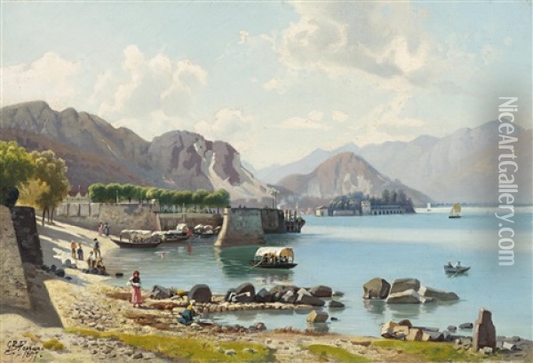 Blick Auf Den Lago Maggiore Oil Painting - Giovanni Battista Ferrari