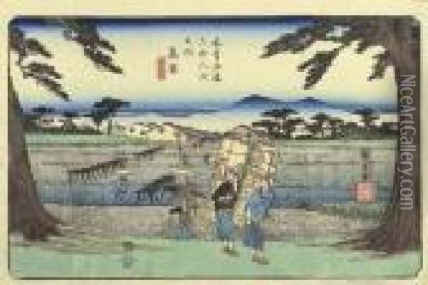 Takamiya (the Sixty-nine Stations Of The Kisokaido) Oil Painting - Utagawa or Ando Hiroshige